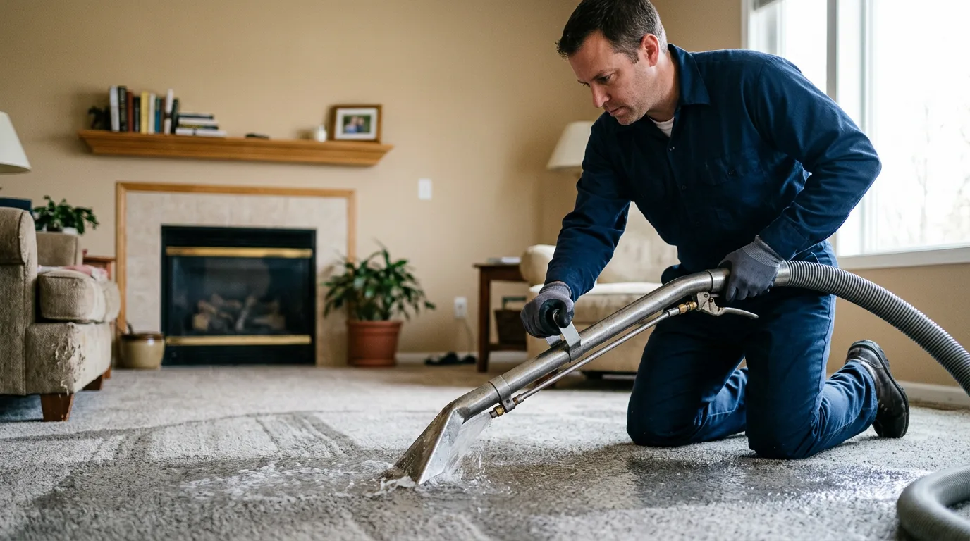 Water damage restoration technician working near Orwell, VT